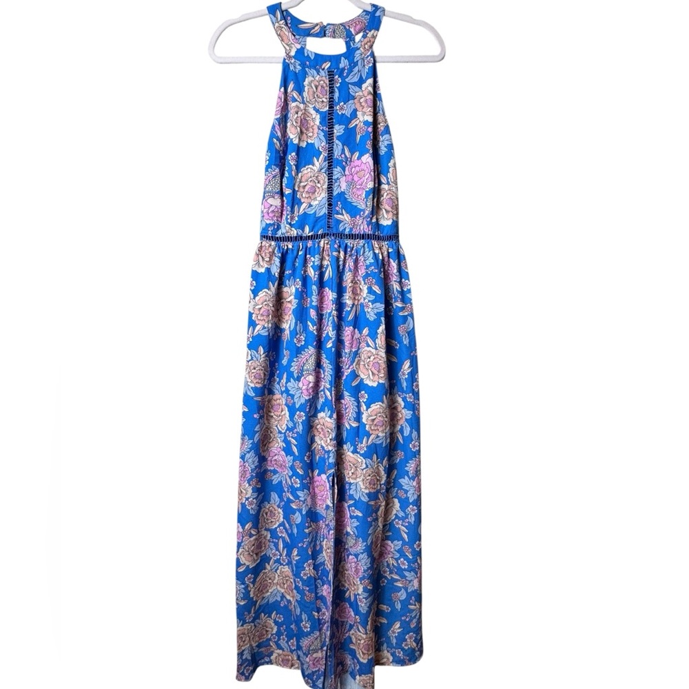 NWT ZESICA‎ Blue Floral Halter Maxi Dress - Size M